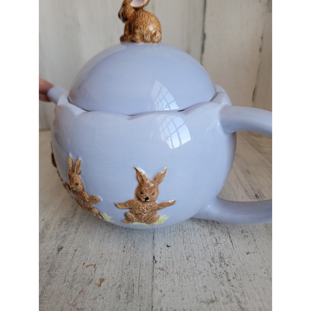 Global design Kate Williams easter teapot rabbit bunny purple vintage - Picture 6 of 16